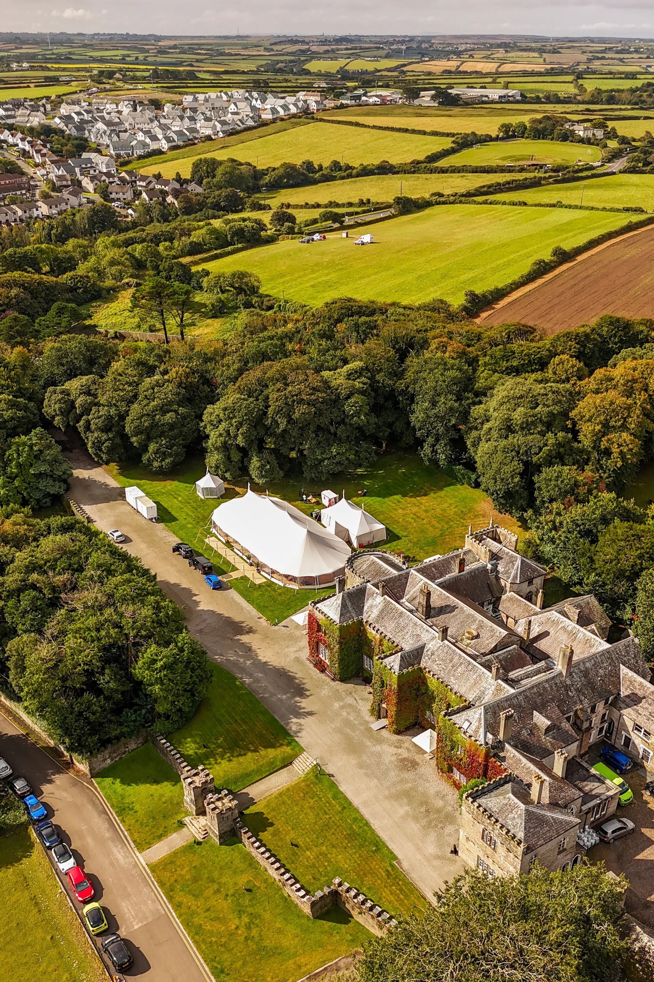 Luxury wedding venue aerial view catered by Kitchen 94 London